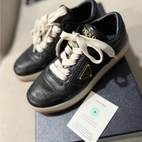 Prada Women’s Black Leather Sneakers (Original) - Picture 3 of 8